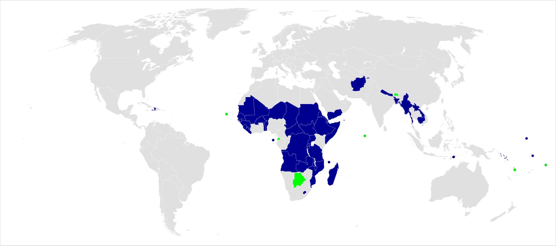 Di Gabbe, by trivially changing a map originally by Canuckguy - Based on Image:BlankMap-World6, compact.svg with colour applied., Pubblico dominio, https://commons.wikimedia.org/w/index.php?curid=3359697